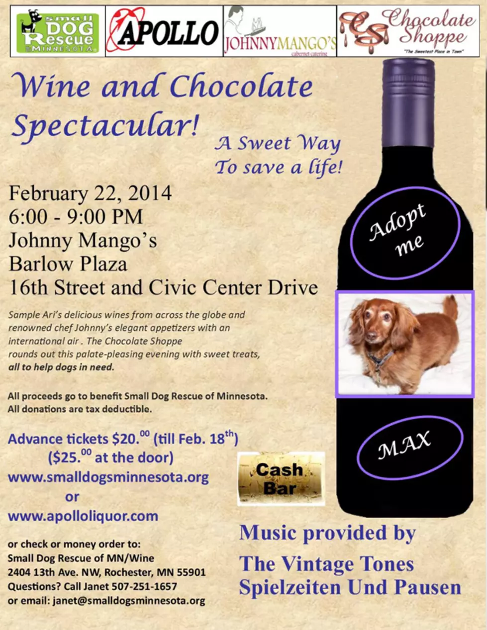 Wine &#038; Chocolate Spectacular To Benefit Small Dog Rescue