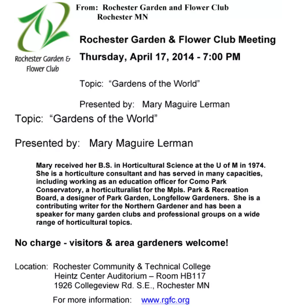 Rochester Garden &#038; Flower Club Meeting: &#8216;Gardens of the World': Mary Maguire Lerman